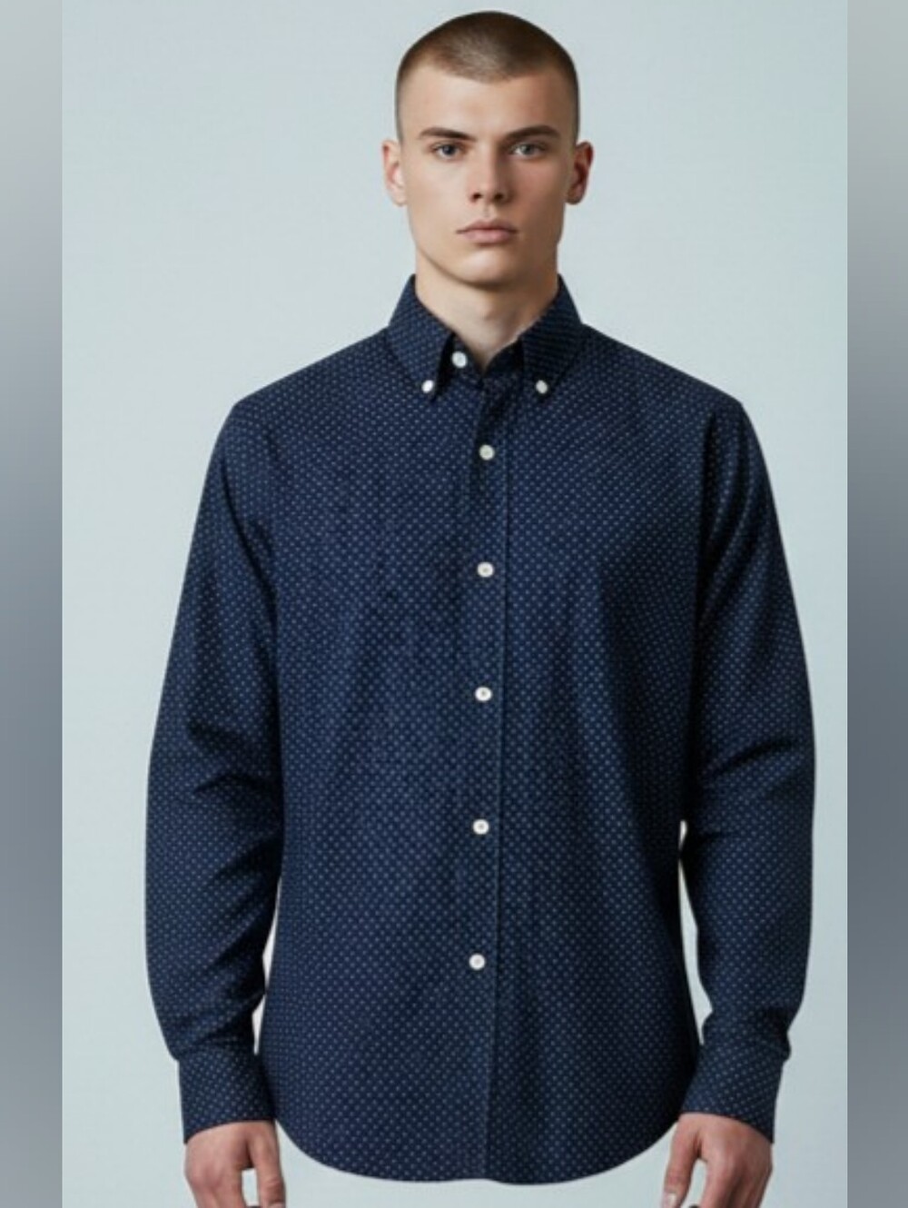 Mens J Crew Slim Navy Dotted Shirt Small